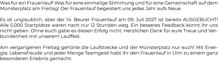 Was f r ein Frauenlauf! Was f r eine einmalige Stimmung und f r eine Gemeinschaft auf dem M nsterplatz am Freitag! De...