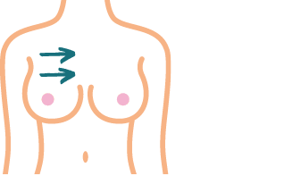 A woman with a pink nipple and a blue arrow pointing up. Beschreibung von KI generiert