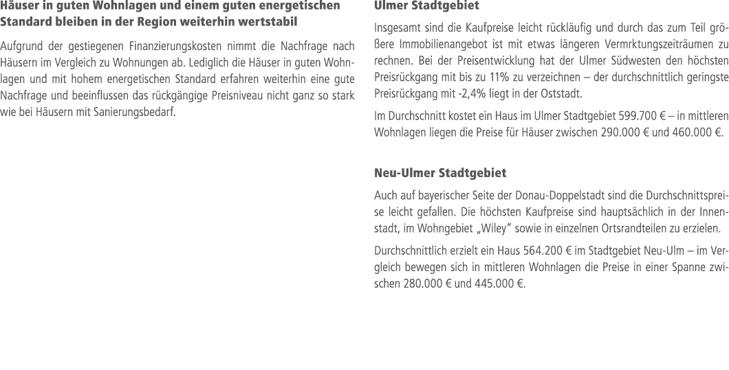 H user in guten Wohnlagen und einem guten energetischen Standard bleiben in der Region weiterhin wertstabil Aufgrund ...