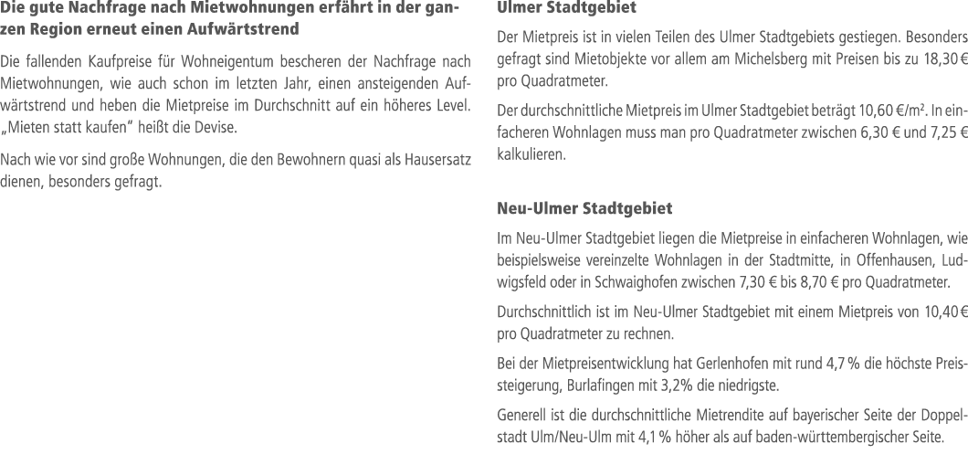 Die gute Nachfrage nach Mietwohnungen erf hrt in der ganzen Region erneut einen Aufw rtstrend Die fallenden Kaufpreis...