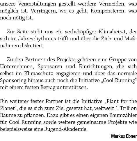 unsere Veranstaltungen gestellt werden: Vermeiden, was m glich ist. Verringern, wo es geht. Kompensieren, was noch n ...