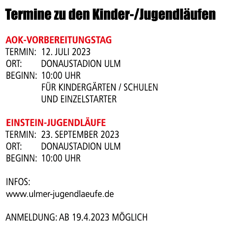Termine zu den Kinder /Jugendl ufen AOK Vorbereitungstag Termin: 12. Juli 2023 Ort: Donaustadion ulm Beginn: 10:00 Uh...