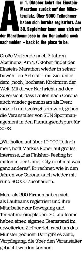 Am 1. Oktober kehrt der Einstein Marathon zur ck auf den M ns­terplatz. ber 9000 Teilnehmer haben sich bereits regis...