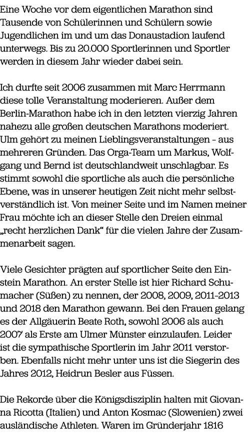 Eine Woche vor dem eigentlichen Marathon sind Tausende von Sch lerinnen und Sch lern sowie Jugendlichen im und um das...