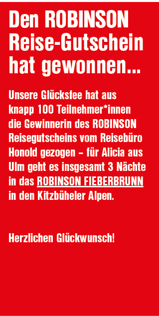 Den Robinson Reise Gutschein hat gewonnen… Unsere Gl cksfee hat aus knapp 100 Teilnehmer*innen die Gewinnerin des Rob...