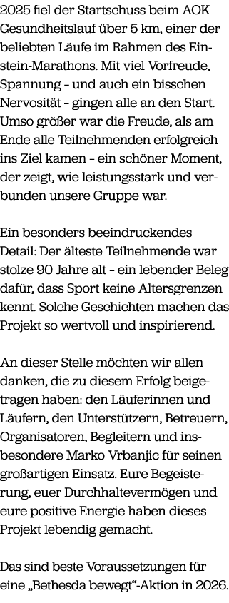 2025 fiel der Startschuss beim AOK Gesundheitslauf ber 5 km, einer der beliebten L ufe im Rahmen des Einstein Marath...
