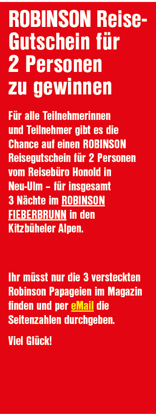 Robinson Reise Gutschein f r 2 Personen zu gewinnen F r alle Teilnehmerinnen und Teilnehmer gibt es die Chance auf ei...