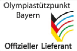 The image shows the text Olympiast tzpunkt Bayern Offizieller Lieferant alongside a stylized graphic with black, red, yellow, blue, green, and red curved lines. Beschreibung von KI generiert