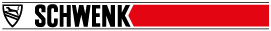 A logo featuring a shield emblem on the left and the bold text “SCHWENK" next to a red rectangular bar on the right. Beschreibung von KI generiert