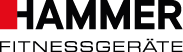 The logo features the word “HAMMER" in bold black uppercase letters next to a solid red vertical rectangle, with the word "FITNESSGER TE" in a thinner black uppercase font below. Beschreibung von KI generiert