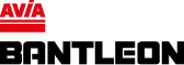The image shows the word “AVIA" in bold red letters above two red horizontal lines and the word "BANTLEON" in large black block letters below. Beschreibung von KI generiert