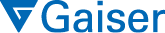A blue stylized triangular logo next to the word Gaiser in blue text. Beschreibung von KI generiert