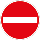 A red circular no entry traffic sign with a horizontal white bar in the center. Beschreibung von KI generiert
