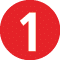 A bold white number one is centered inside a solid red circle. Beschreibung von KI generiert