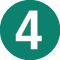A white number four centered inside a solid teal circle. Beschreibung von KI generiert