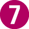 A bold white number seven is centered on a solid dark magenta circular background. Beschreibung von KI generiert