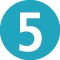 A large white number five is centered on a solid teal circular background. Beschreibung von KI generiert