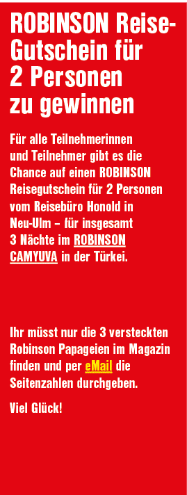 Robinson Reise Gutschein f r 2 Personen zu gewinnen F r alle Teilnehmerinnen und Teilnehmer gibt es die Chance auf ei...