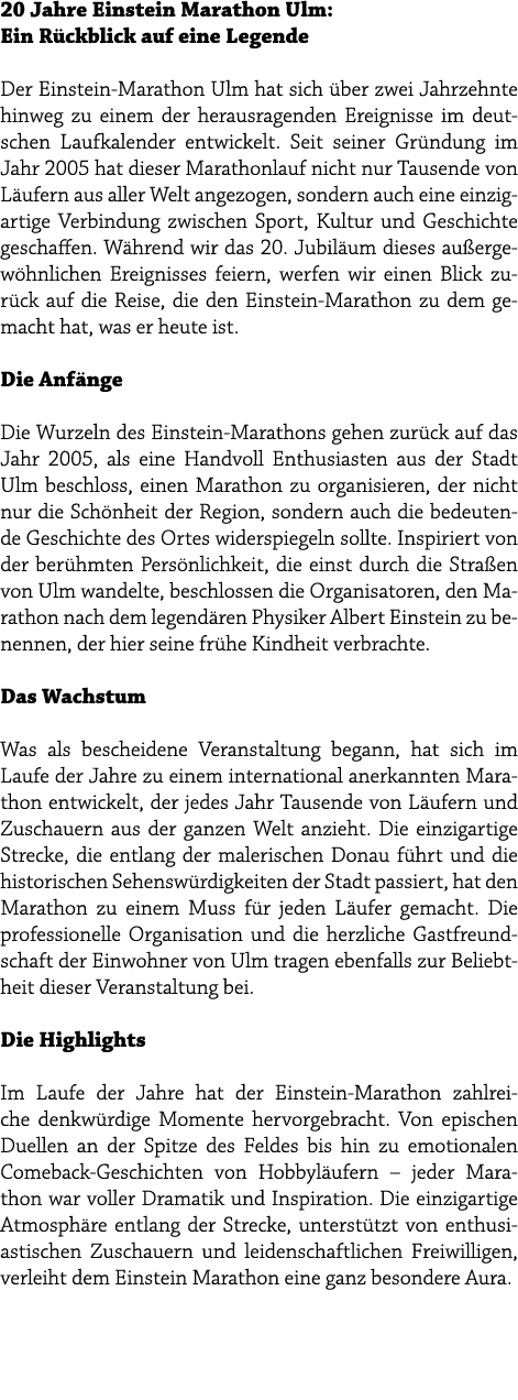 20 Jahre Einstein Marathon Ulm: Ein R ckblick auf eine Legende Der Einstein Marathon Ulm hat sich ber zwei Jahrzehnt...