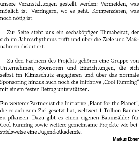 unsere Veranstaltungen gestellt werden: Vermeiden, was m glich ist. Verringern, wo es geht. Kompensieren, was noch n ...