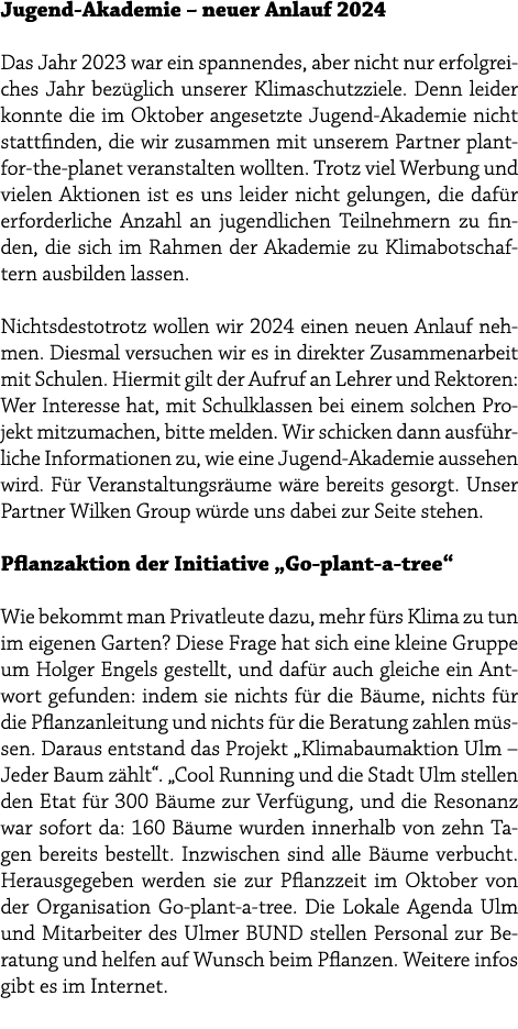 Jugend Akademie – neuer Anlauf 2024 Das Jahr 2023 war ein spannendes, aber nicht nur erfolgreiches Jahr bez glich uns...