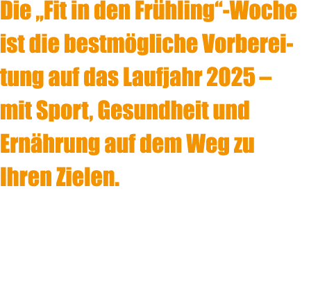 Die ,,Fit in den Fr hling‘‘ Woche ist die bestm gliche Vorbereitung auf das Laufjahr 2025 – mit Sport, Gesundheit und...