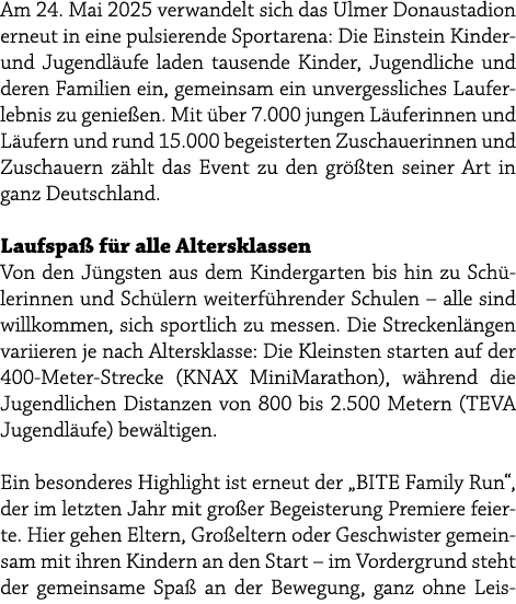 Am 24. Mai 2025 verwandelt sich das Ulmer Donaustadion erneut in eine pulsierende Sportarena: Die Einstein Kinder und...