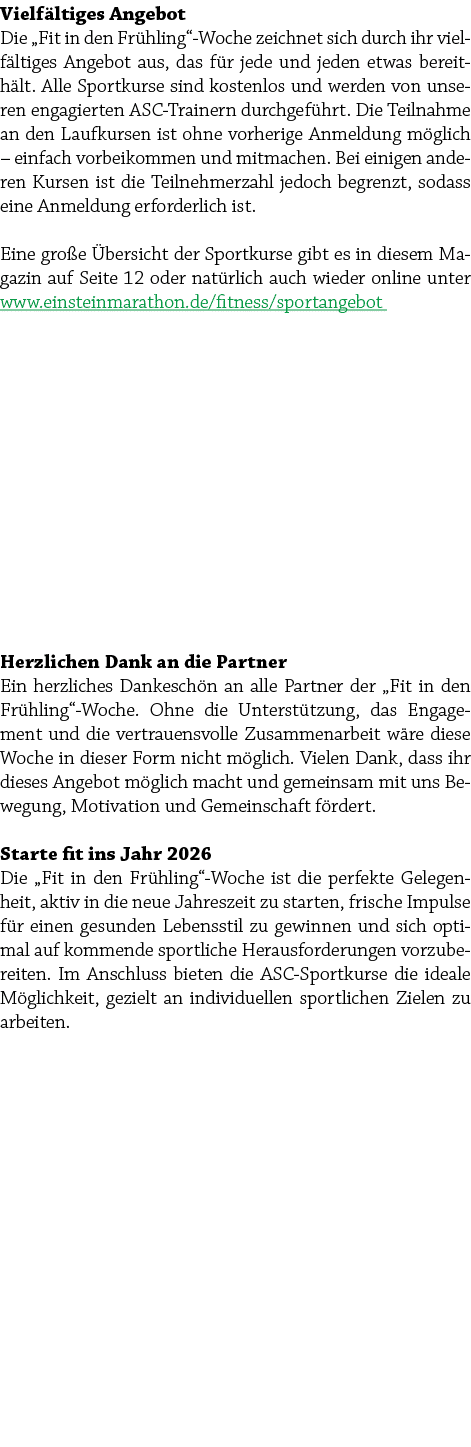 Vielf ltiges Angebot Die „Fit in den Fr hling“ Woche zeichnet sich durch ihr vielf ltiges Angebot aus, das f r jede u...