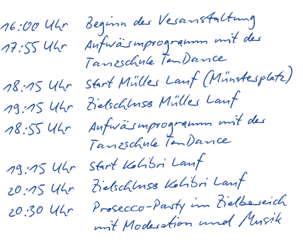16:00 Uhr Beginn der Veranstaltung 17:55 Uhr Aufw rmprogramm mit der Tanzschule TenDance 18:15 Uhr Start M ller Lauf ...