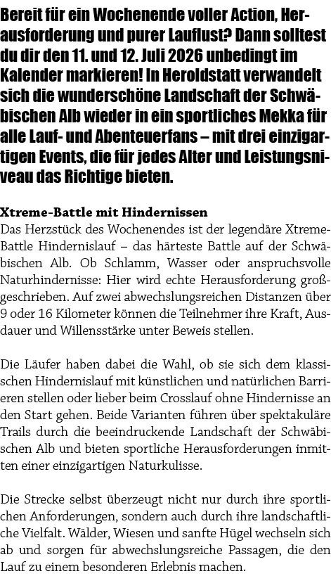 Bereit f r ein Wochenende voller Action, Herausforderung und purer Lauflust? Dann solltest du dir den 11. und 12. Jul...