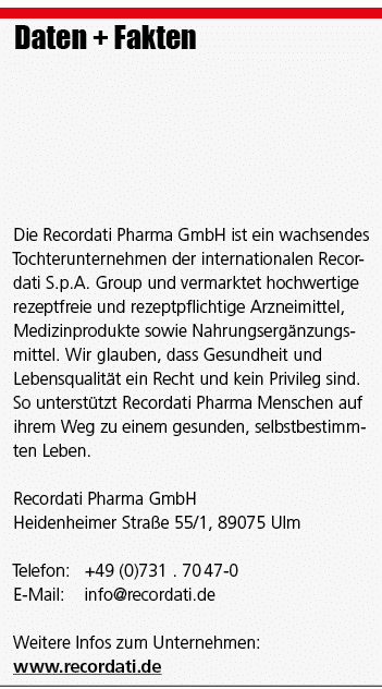 Daten + Fakten Die Recordati Pharma GmbH ist ein wachsendes Tochterunternehmen der internationalen Recordati S.p.A. G...