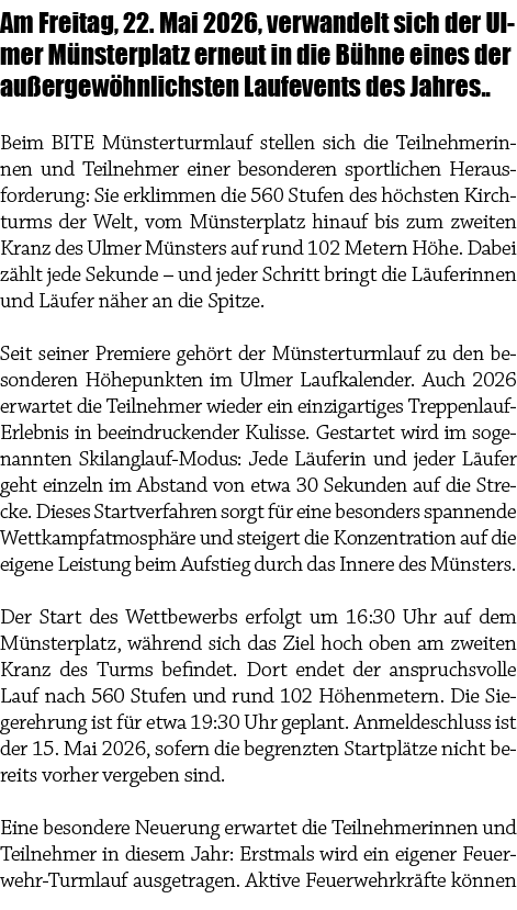 Am Freitag, 22. Mai 2026, verwandelt sich der Ulmer M nsterplatz erneut in die B hne eines der au ergew hnlichsten La...
