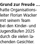 Grund zur Freude … hatte Organisations leiter Florian Wacker mit seinem Team bei den Kinder und Jugendl ufen 2025 dur...